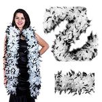 ZUCKER – Feather Boa for Women, Heavy Weight, Chandelle Boas Tipped 72 Inch Long - 3-Pack, White/Black, 3-Pack