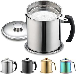 Berglander Récipient de graisse de bacon avec filtre 1.4L, récipient de stockage de graisse de cuisson à l’huile en acier inoxydable avec filtre à mailles fines et couvercle