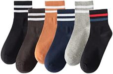 Digoon 6 Pairs Fashion Striped Athletic Socks for Women,Casual Cute Vintage Crew Socks,All Season Socks for Women (Multicolor-3)