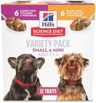 Hill's Science Diet Small & Mini, Adult 1-6, Small & Mini Breeds Premium Nutrition, Wet Dog Food, Variety Case: Chicken & Vegetables; Salmon & Vegetables Stew, 3.5 oz Tray Variety Case, Case of 12