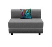 Dr Smith Folding Leg Sofa-Bed | Single Seater - 3' X 6' Feet | Sofa Cum Bed Jute Fabric Washable Cover with Cushion - Color Grey