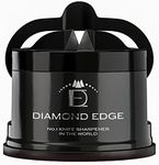 Diamond Edge No.1 Knife Sharpener in The World - Lifetime Use for Any Knife from Chef's, Utility to Steel Pocket Knives - Professional Safe Manual Sharpening Tool, Midnight Black