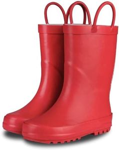 Lone Cone Elementary Collection - Premium Natural Rubber Rain Boots with Matte Finish for Toddlers and Kids, Cherry Red, 11 Little Kid