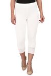 ESPRESSO Women Viscose/Spandex 3/4th Capri Pant with BottomLace - Half White - Regular Size - L