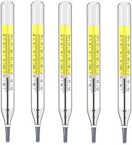 5 pcs Glass Thermometer Mercury Free Clinic Thermometer Traditional Thermometer Dual Scale Mercury Free C&F 5PK