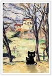 NONPAI Vintage Paul Cezanne Cat Canvas Wall Art Famous Oil Prints Paintings Trees and Houses Funny Black Cat Aesthetic Poster Gallery Rustic Farmhouse Landscape Wall Decor Bedroom 16x24in Unframed