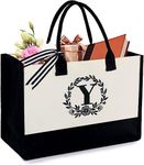 Large Canvas Initial Tote Bag Personalised Monogrammed Wedding Gift Womens Handbag Shoulder Bag Great for Shopping Beach of a great Gift (large initial Y)