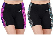 JUST RIDER Women's Polyester Blend Shorts (Pack of 2) (SS-1_Blue & Pink_XL)