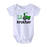 Koijhnb Toddler Baby Boys Big Brother Little Brother Matching T-Shirt Truck Graphics tees Tops Summer Short Sleeve (Little Brother White, 0-3 Months)