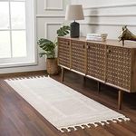 Hauteloom Deren Hallway, Kitchen Bohemian Shag Runner Rug - Soft Shaggy Farmhouse - High Plush Pile - White, Cream, Light Beige, Ivory - 2'7" x 7'3"