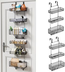 HapiRm Over Door Organizer Storage - Separable Door Organizer Hanging with 6 Metal Large Capacity Baskets, Detachable Behind Door Storage for Bathroom Bedroom Kitchen Pantry Closet (Black)