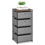 LIANTRAL Dresser with 4 Drawers, Fabric Chest of Drawers Storage Tower, Large Capacity Chest Cabinet Organizer Unit for Bedroom, Dorm, Hallway, Grey