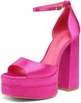 DREAM PAIRS Hot Pink Satin High Hee