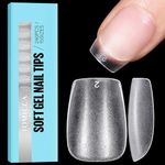 TOMICCA Extra Short Coffin Nail Tips, Clear Nail Tips Natural False Nails Coffin French Acrylic Nails Artificial Nails Tips for Girls Women, (240 Pcs,15 Sizes)