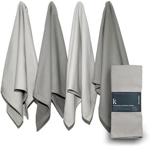 KOHDA Living Premium Silver Infused Kitchen Towels - 100% Organic Cotton Dish Towels - Odor Controlled Tea Towels (Pack of 4) Absorbent Kitchen Hand Towels Gray