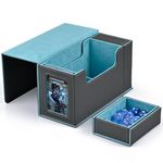 MTG Commander Deck Box with Display Window,Card Deck Box with Dice Tray & 35pt Magnetic Card Holder,Fits 200 Double-Sleeved Cards-Grey&Blue