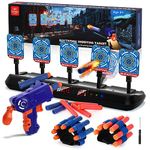 Lehoo Castle Nerf Target, 5 Electronic Digital Target with Foam Blaster Toy Gun, Auto-Reset Shooting Targets for Kids Toys Includes 20 Bullets, Outdoor Toys for Kids 3-5