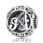 Birthday Charms Genuine 925 Sterling Silver Diy Initial A-Z Charm Alphabet Charms Letter Beads for Pandora Charms Bracelets (Letter A)