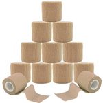 ANAMPION Self Adhesive Bandage 12Rolls, 5cm x 4.5m Non-Woven Cohesive Bandages, Breathable & Flexible Elastic Sports Tape for Human and Animals, Ankle Sprains Swelling, Sports, First Aid(Flesh Color)