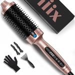 Terviiix Thermal Brush Get Blowout Look, Quick Heating Hot Brush, Ceramic Tourmaline Ionic Curling Brush, Heated Curling Iron, Digital Display 5 Temperatures Curling Wand, Dual Voltage, 45MM