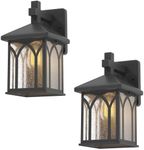 Inlight 11 4/5" High Black Finish and Seeded Glass Outdoor Wall Lantern (Set of 2), Bulb Not Included, IN-0603-1-BK