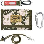 Rough Enough Boys Wallet for Kids Preppy Teen Boys Neck Lanyard Wallet with Keychain Army Green Camo