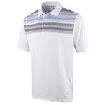 Island GREEN Men's CoolPass Stretch Quick Dry Breathable Polo Shirts, White/Sky Blue/Grey, XL