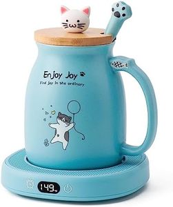 Bsigo Coffee Mug Warmer & Cute Cat Mug Set, Candle Mug Warmer for Home & Office, Electric Smart Coffee Warmer for Desk, Beverage Tea Coffee Cup Warmer with 3-Temp Settings, 8H Auto Shut Off, Blue
