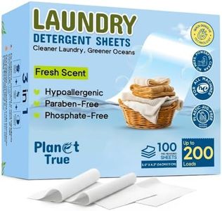 Planet True Eco-Friendly Laundry Detergent Sheets – 200 Loads (100 Sheets) Fresh Scent – Concentrated, Quick-Dissolve, Travel-Friendly & Hypoallergenic – No Phosphate, Bleach or Dyes