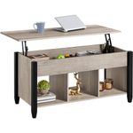 Yaheetech Lift Top Coffee Table with Hidden Storage Compartment & Shelf, Lift Tabletop Dining Table for Living Room (41.1 x 19.5 x (19.2-24.6)" (LxWxH), Grey)