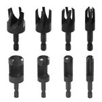 8PCS Wood Plug Tenon Drill Bit Cutter Claw & Tapered Cork Drill Hole Saw Tool Carbon Steel Hex Shank Cork Drill Set Plug Cutters for Woodworking 1/4", 5/8", 3/8", 1/2", 1/4 Inch Hex Shank