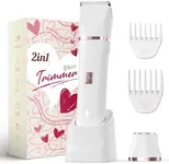 Pubic Hair Trimmer for Women - Electric Razors for Women's Body Groomer, Replaceable Ceramic Blade Heads, Face Hair Remover Head, USB-C&Dock Charging, Waterproof&Easy Cleaning White