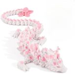 3D Printed Cherry Blossom Crystal Dragon Articulated Movable Model 12 Inch Decorative Fantasy Dragon for Display and Gift