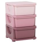 HOMCOM Kids Storage Units with 3 Drawers 3 Tier Chest Vertical Dresser Tower Toy Organizer for Nursery Playroom Kindergarten Pink