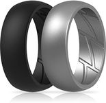 ThunderFit Silicone Wedding Rings for Men, Breathable Edition Rubber Engagement Bands Airflow Inner Grooves 8.5mm Wide 2.5mm Thick - 1/2/3/4/5/6/7 Variety Multipack (Pack T - Size 11.5-12 (21.3mm))