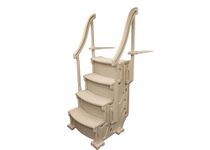 Confer 4 Step Above Ground Outdoor Swimming Pool Ladder Stair Step System with Built-In Handrails for Safe Entry and Exit, Beige