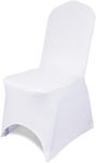 Trimming Shop 100pcs Chair Covers White Polyester Spandex Stretch Chair Cover Universal Washable Dining Chair Covers Protective Removable Slipcovers for Home Hotel Party Decoration