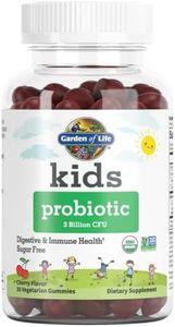 Garden of Life Probiotics for Kids, Cherry Flavor Gummies - Sugar Free Once Daily Kids Probiotic Gummies, 3 Billion CFU Probiotics Plus Fiber for Digestive & Immune Health, 30 Vegetarian Gummies