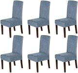 H.VERSAILTEX Velvet Dining Chair Covers Stretch Chair Covers for Dining Room Set of 6 Parson Chair Slipcovers Chair Protectors Covers Dining, Soft Thick Solid Velvet Fabric Washable, Stone Blue