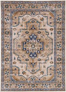 Linon The Anywhere Washable Rug Jones Ivory/Gold 5' X 7' Area Rug