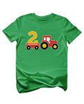 Farm Tractor 2nd Birthday Shirt Gifts for 2 Years OId Boys Girls Bday Party Toddler Kids T-Shirt 3T Green