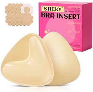 Dandelion Pact Double Sided Sticky Bra Inserts, Invisible Push Up Sticky Bra Pads for Large Breasts, Stick on Bra for Bikini Swimsuits (Large, Off White)