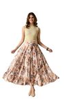 Women's American Poly Spandex Blooming Flared Long Skirts for Women Ethnic Skirt|A-line Flare Skirt for Girls with 4 Meter Flare 39inch Height (Top Not Included)