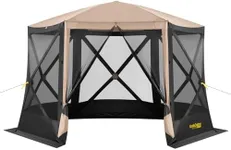 FanttikOutdoor Zeta D8 Pro Max Camping Canopy Gazebo Tent, 8 Person Pop-up Screen Tent for Camping 6 Sided Instant Shelter Tent with 2 Wind Panels & Carrying Bag Easy Set up in 60 Seconds