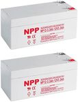 NPP NP12-3.3Ah (T1, 2Pcs) 12V 3.3Ah Rechargeable Sealed Lead Acid Battery with F1 Terminals APC Back UPS EXP1233 Emergency Light, Electronic Scale Home Alarm Security System