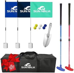 SUN NINJA Beach Golf Set for Low Tide Play, Portable & Easy To Set Up Mini Golf with 2 Adjustable Putters, 3 Cups and Flags, 6 Golf Balls, a Carry Bag & Shovel
