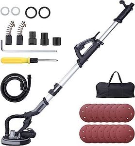 Garvee 750W Electric Drywall Sander - 900-1800 RPM with LED Light, 14 Pcs Sanding Discs, 5.7ft Extendable Handle, 360°Rotating Chassis,Black