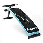 COSTWAY Sit Up Bench, Foldable Abdominal Core Workout Exercise Machine with 4 Adjustable Positions, Decline Curved Benches for Home Gym (Blue)