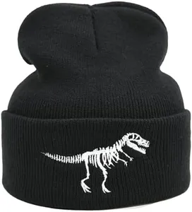 LOKIDVE Men Women Dinosaur Retired 2022 Winter Embroidered Cuff Beanie Hat Knit Skull Cap