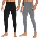 SIMIYA Thermal Underwear Mens Long Johns Bottoms Fleece Lined Base Layer Stretch Thermals Leggings(Black+Light Grey,3XL)